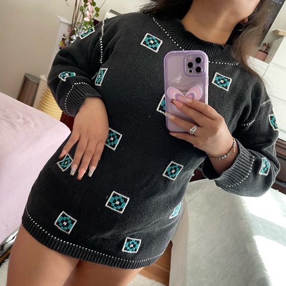 Vintage Crochet Knit Women's Maggie Lawrence Collection Mock Neck Sweater - Picture 3 of 13